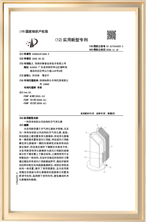 一种具有快拆出风结构的空气净化器